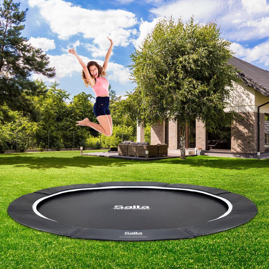 Trampolin Royal, Baseground, Ø396 cm, inkl. sikkerhedsnet, sort